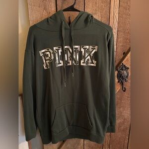 Victoria's Secret Olive Hoodie with PINK Logo *Oversized*